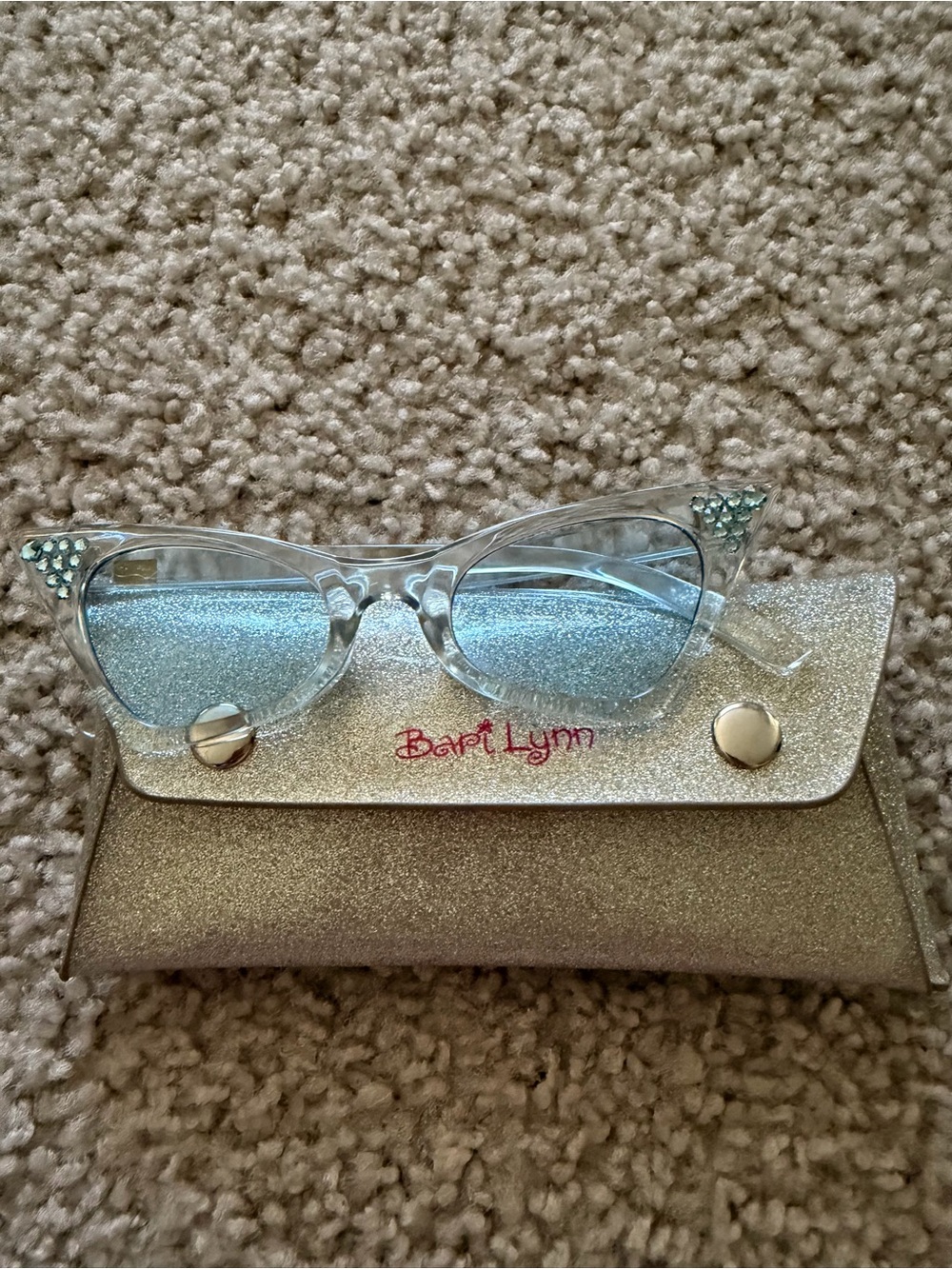 Bari Lynn Clear Cat Eye Sunglasses with Light Blue Lenses